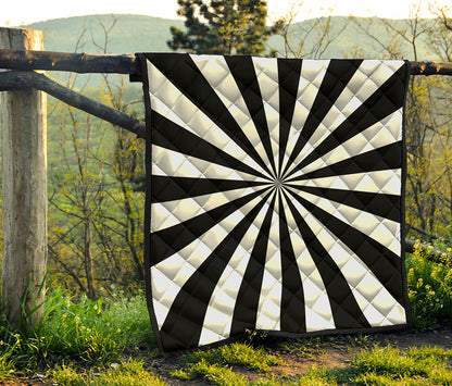 Black And White Radial Rays Print Quilt