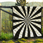 Black And White Radial Rays Print Quilt