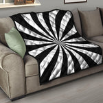 Black And White Radial Rays Print Quilt