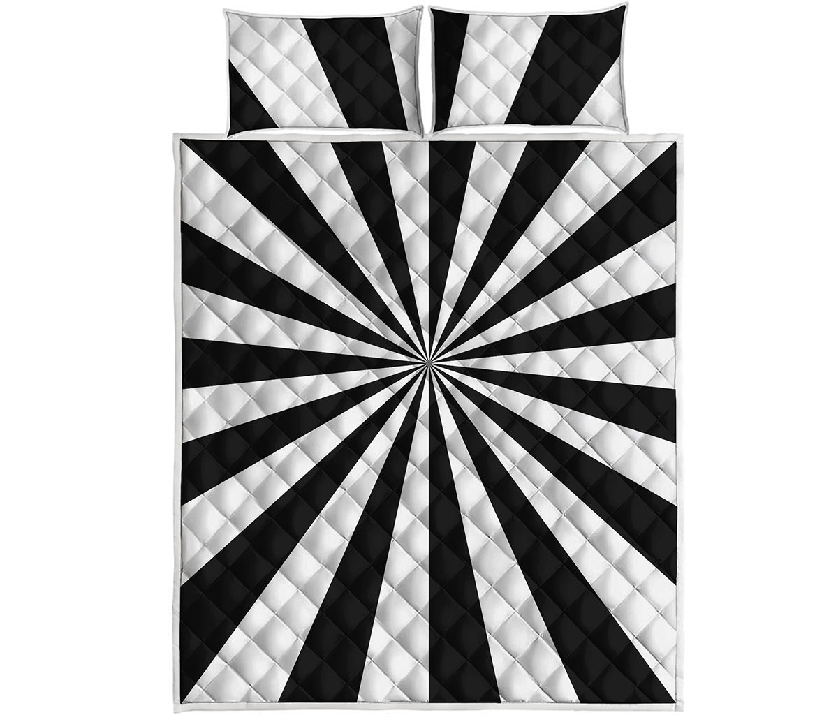 Black And White Radial Rays Print Quilt Bed Set