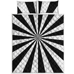 Black And White Radial Rays Print Quilt Bed Set