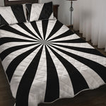 Black And White Radial Rays Print Quilt Bed Set
