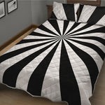 Black And White Radial Rays Print Quilt Bed Set