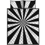 Black And White Radial Rays Print Quilt Bed Set