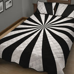 Black And White Radial Rays Print Quilt Bed Set