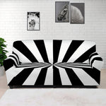 Black And White Radial Rays Print Sofa Cover