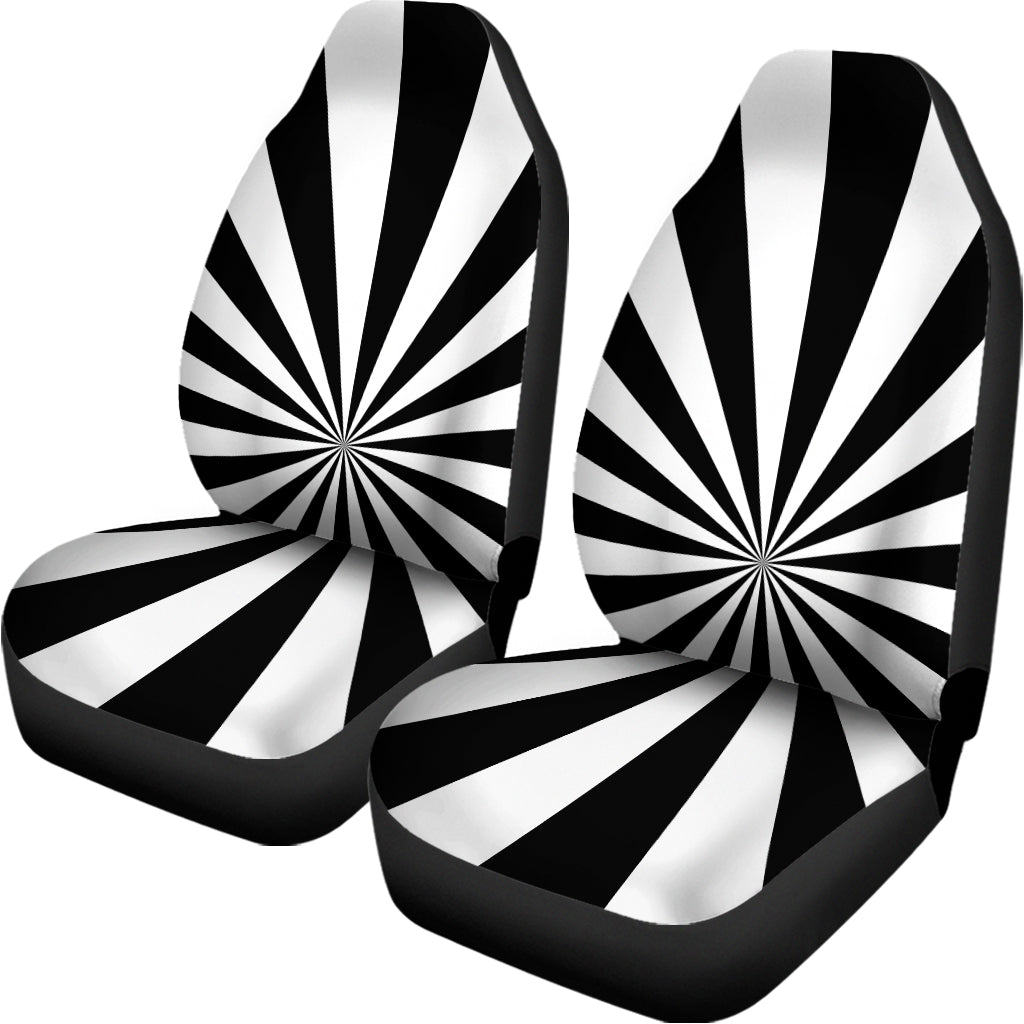 Black And White Radial Rays Print Universal Fit Car Seat Covers