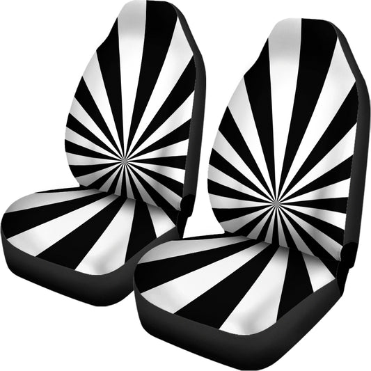 Black And White Radial Rays Print Universal Fit Car Seat Covers