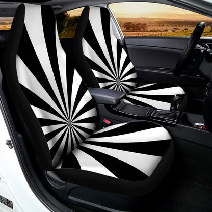 Black And White Radial Rays Print Universal Fit Car Seat Covers