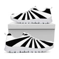 Black And White Radial Rays Print White Running Shoes