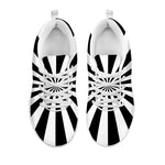 Black And White Radial Rays Print White Sneakers