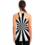 Black And White Radial Rays Print Women's Racerback Tank Top