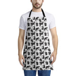 Black And White Rat Pattern Print Apron