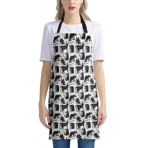 Black And White Rat Pattern Print Apron