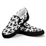 Black And White Rat Pattern Print Black Slip On Shoes