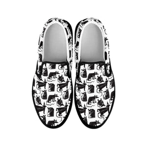 Black And White Rat Pattern Print Black Slip On Shoes