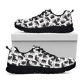 Black And White Rat Pattern Print Black Running Shoes