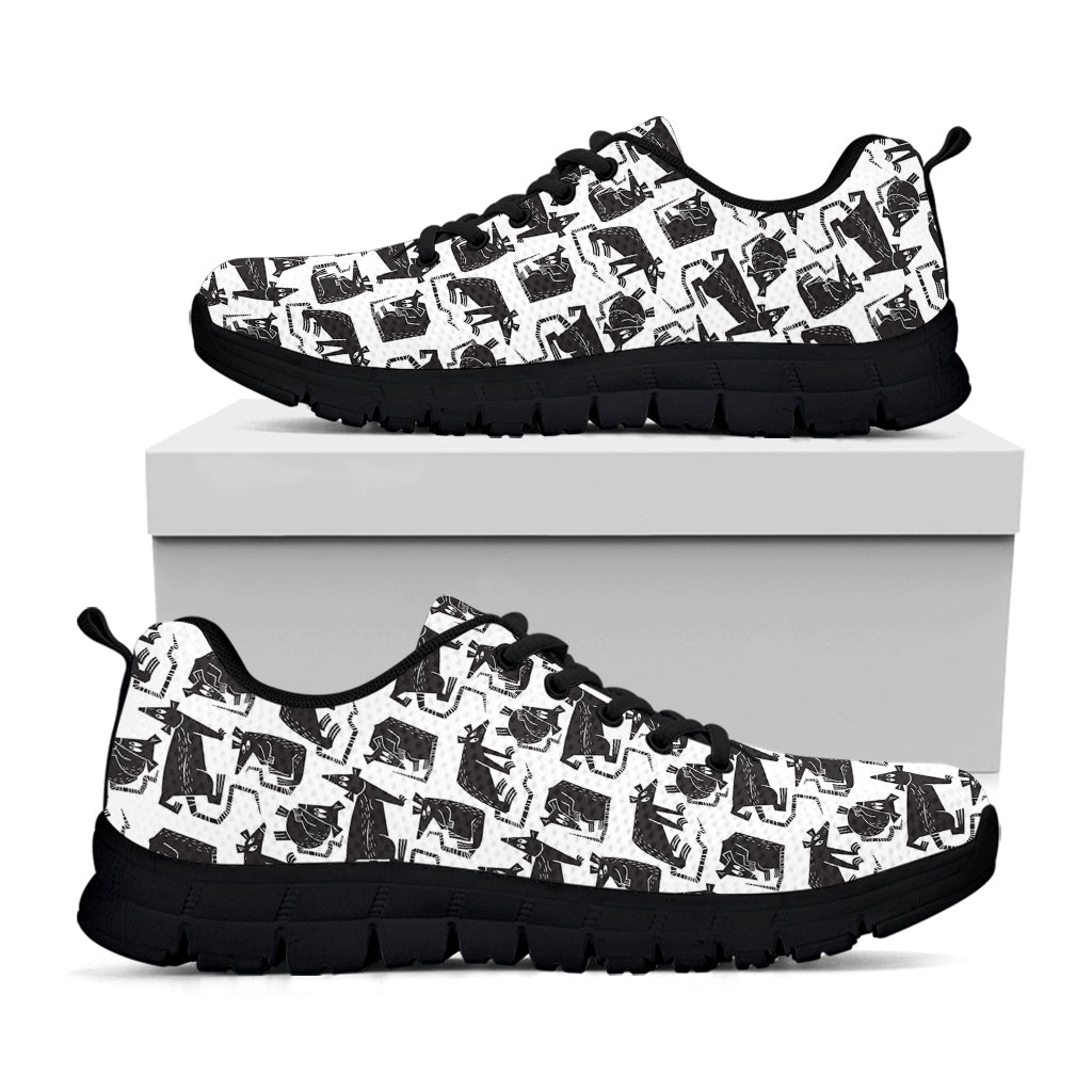 Black And White Rat Pattern Print Black Sneakers