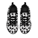 Black And White Rat Pattern Print Black Sneakers