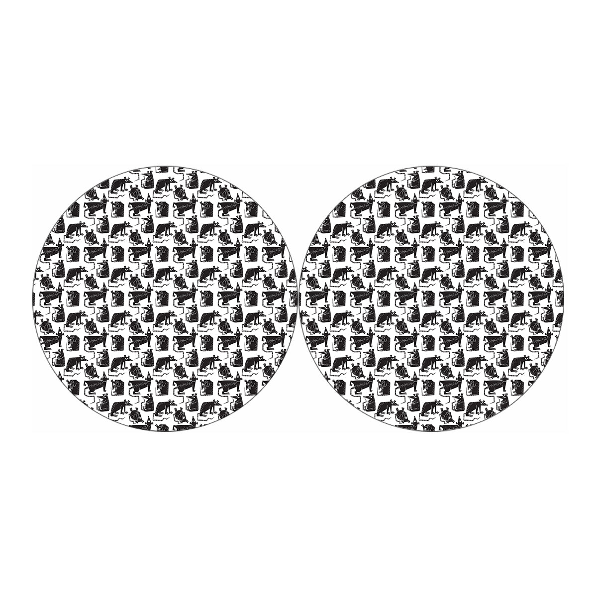 Black And White Rat Pattern Print Car Coasters