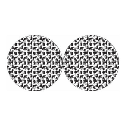 Black And White Rat Pattern Print Car Coasters