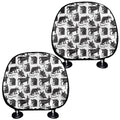 Black And White Rat Pattern Print Car Headrest Covers