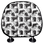 Black And White Rat Pattern Print Car Headrest Covers