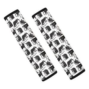 Black And White Rat Pattern Print Car Seat Belt Covers