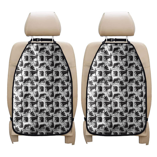 Black And White Rat Pattern Print Car Seat Organizers