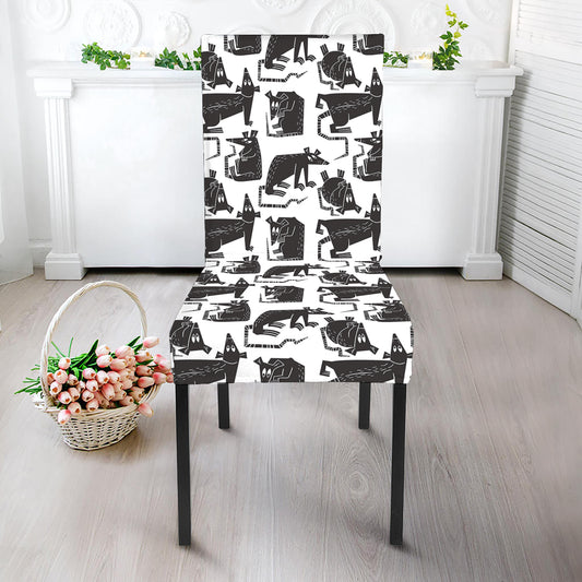 Black And White Rat Pattern Print Dining Chair Slipcover