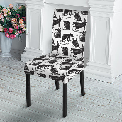 Black And White Rat Pattern Print Dining Chair Slipcover