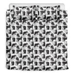 Black And White Rat Pattern Print Duvet Cover Bedding Set