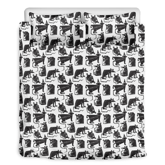Black And White Rat Pattern Print Duvet Cover Bedding Set