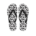 Black And White Rat Pattern Print Flip Flops