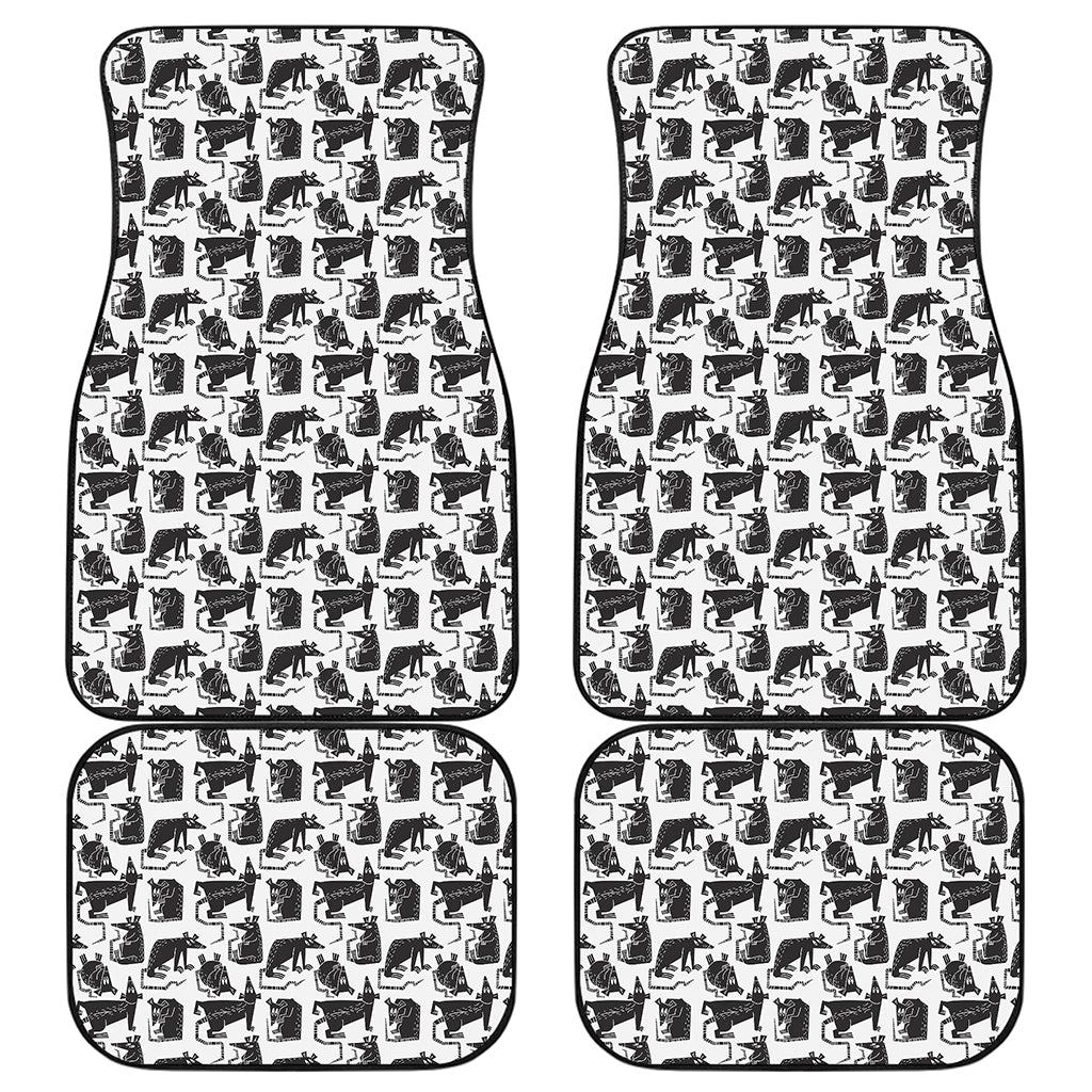 Black And White Rat Pattern Print Front and Back Car Floor Mats