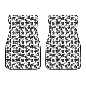 Black And White Rat Pattern Print Front Car Floor Mats