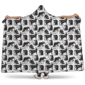Black And White Rat Pattern Print Hooded Blanket