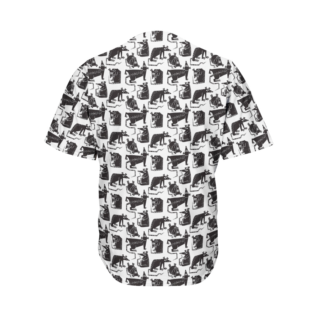 Black And White Rat Pattern Print Men's Baseball Jersey