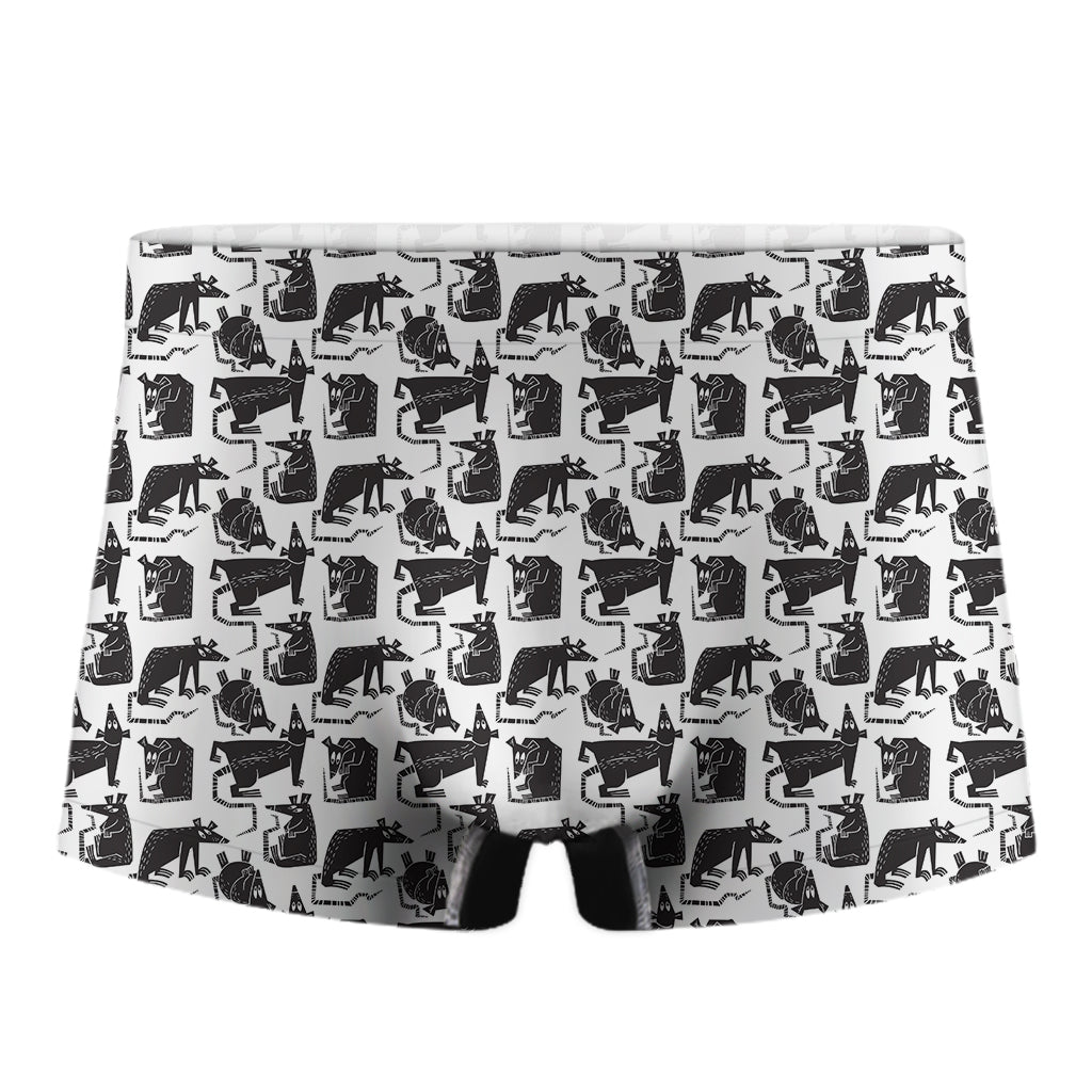 Black And White Rat Pattern Print Men's Boxer Briefs