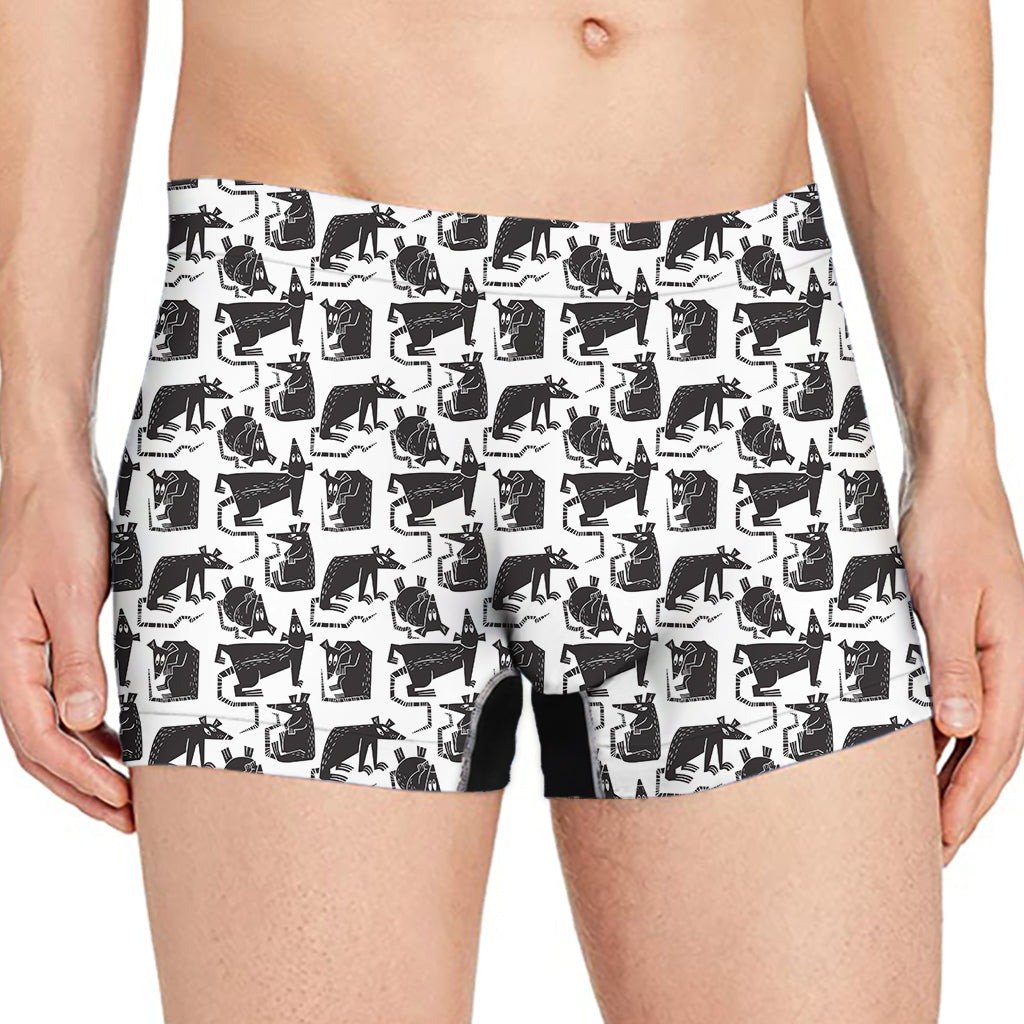 Black And White Rat Pattern Print Men's Boxer Briefs