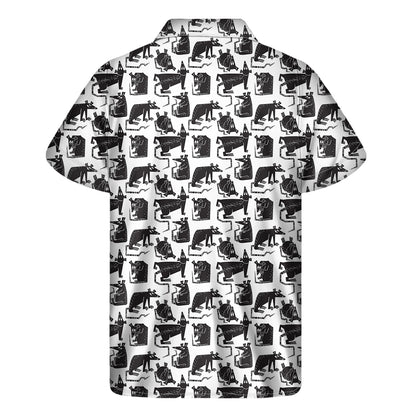 Black And White Rat Pattern Print Men's Short Sleeve Shirt