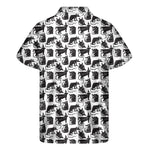 Black And White Rat Pattern Print Men's Short Sleeve Shirt