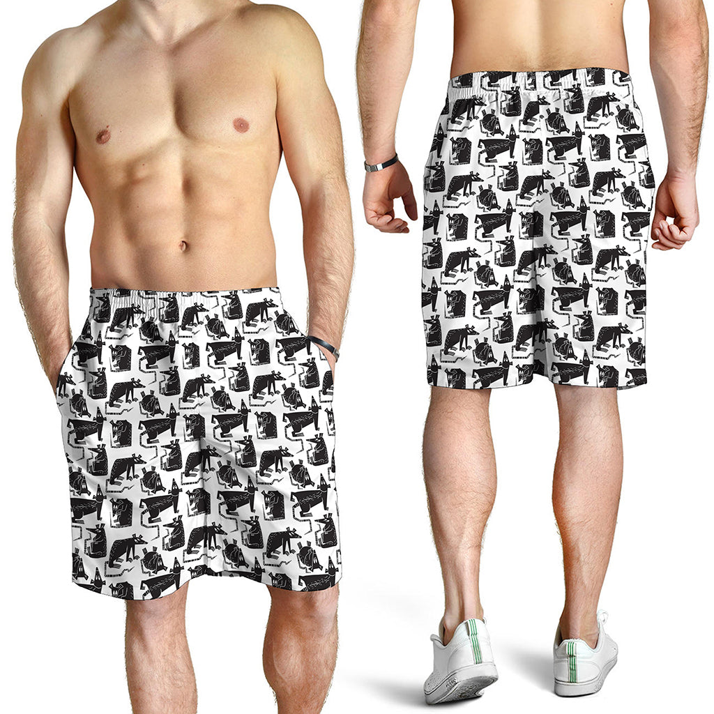 Black And White Rat Pattern Print Men's Shorts