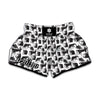 Black And White Rat Pattern Print Muay Thai Boxing Shorts