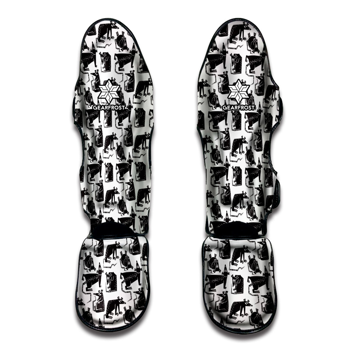 Black And White Rat Pattern Print Muay Thai Shin Guard