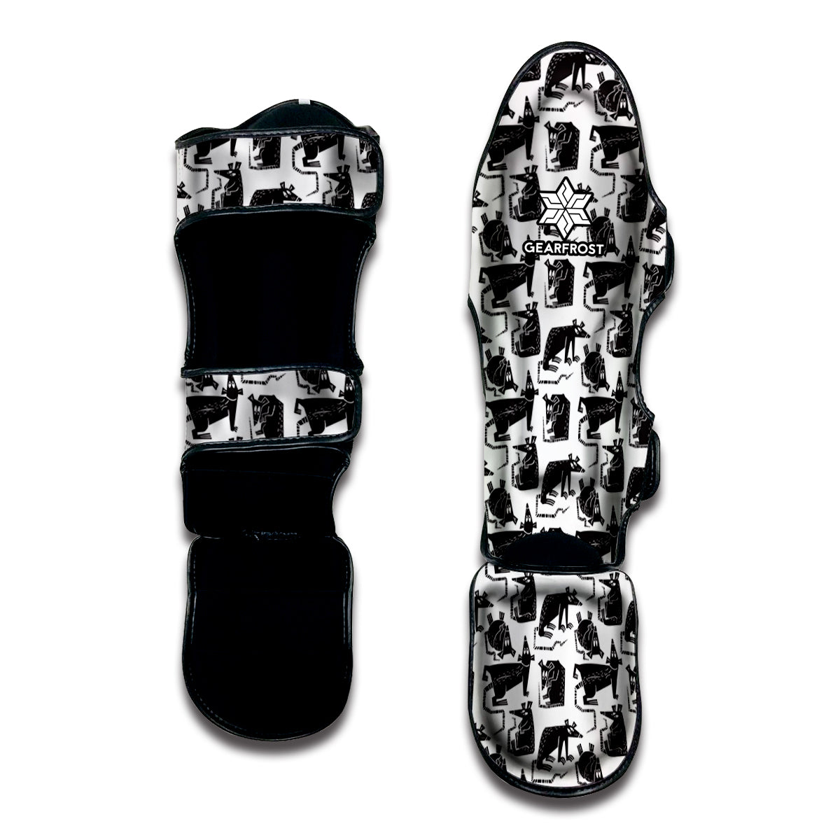 Black And White Rat Pattern Print Muay Thai Shin Guard