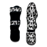 Black And White Rat Pattern Print Muay Thai Shin Guard