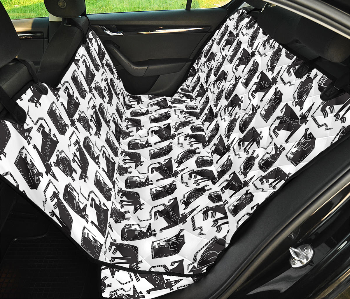 Black And White Rat Pattern Print Pet Car Back Seat Cover