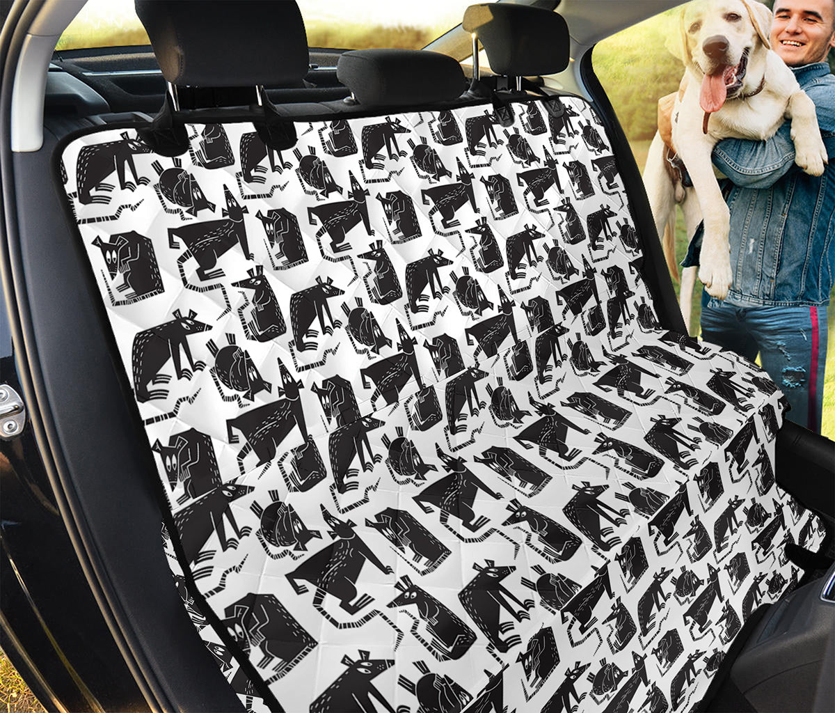 Black And White Rat Pattern Print Pet Car Back Seat Cover