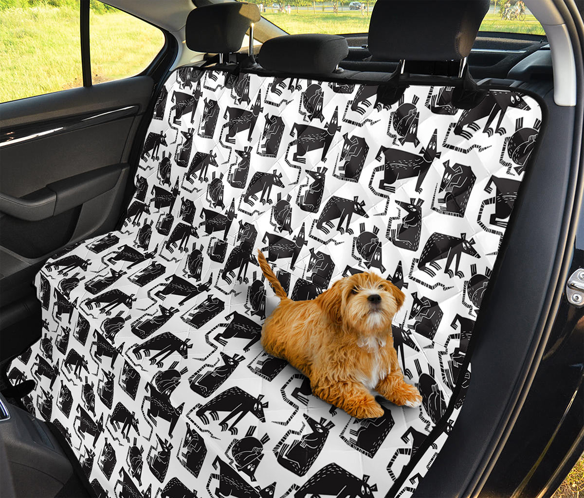 Black And White Rat Pattern Print Pet Car Back Seat Cover